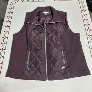 CJ Banks Purple Quilted Vest with Diamond Pattern